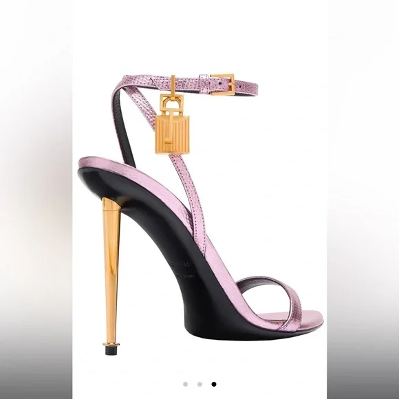 TOM FORD Printed Lizard Padlock Pointy Naked Sandal 105 - Picture 3 of 6